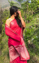 Load image into Gallery viewer, Rani Pink Benarasi Silk Linen Saree
