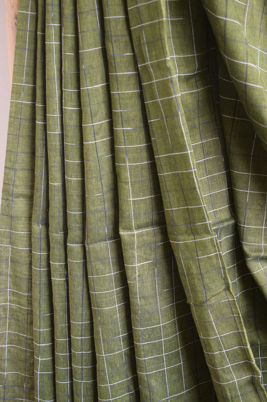 Green Khadi Cotton Saree