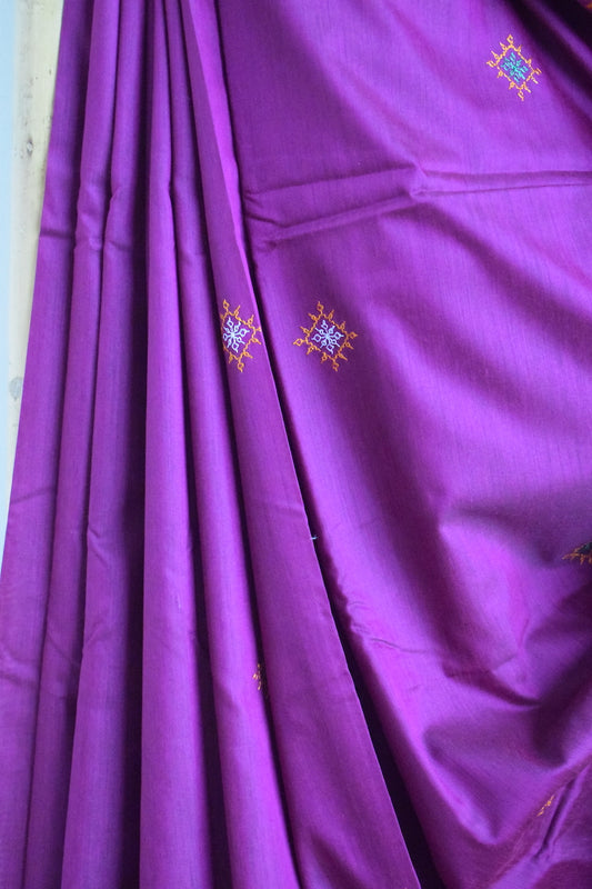 Magenta Cotton Silk Kasuti Saree