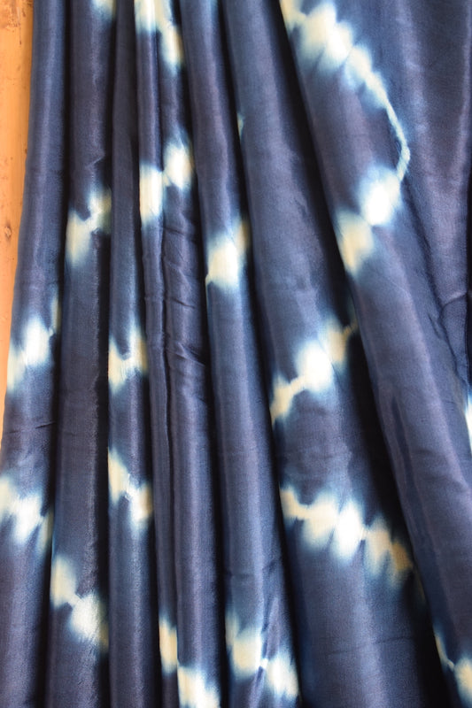 Navy Blue Lehariya Modal Silk Shibori Saree