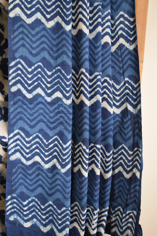 Indigo Printed Mul Cotton Saree