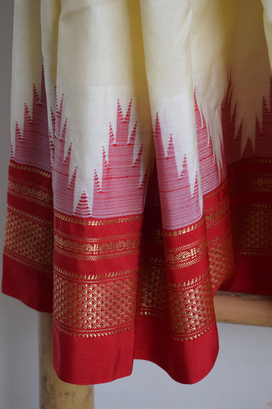 Cream Ilkal Blended Silk Saree