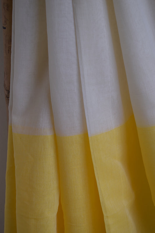 White Mul Cotton Saree with tassels
