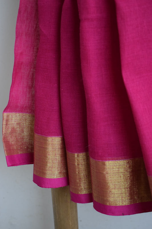 Rani Pink Linen Saree