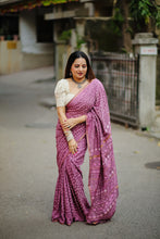 Load image into Gallery viewer, Mauve Chanderi Cotton Silk Saree
