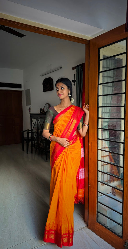 Yellow Ilkal Blended Silk Saree
