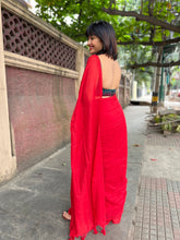 Load image into Gallery viewer, Red Plain Cotton Saree

