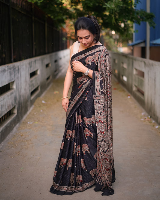 Black Modal Silk Saree