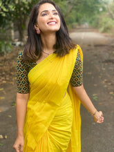 Load image into Gallery viewer, Yellow Plain Cotton Saree
