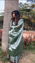 Load image into Gallery viewer, Mint Green Tissue Cotton Saree
