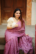 Load image into Gallery viewer, Mauve Chanderi Cotton Silk Saree
