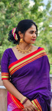 Load image into Gallery viewer, Purple Cotton Silk Ilkal Saree
