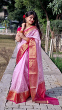 Load image into Gallery viewer, Baby Pink Semi Organza Chikankari Benarasi Saree
