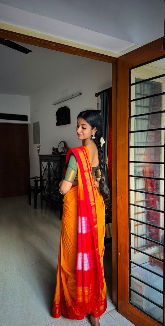 Yellow Ilkal Blended Silk Saree