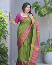 Load image into Gallery viewer, Green Kanchi Cotton Saree
