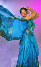 Load image into Gallery viewer, Copper Sulphate Blue Benarasi Katan Warm Silk Saree
