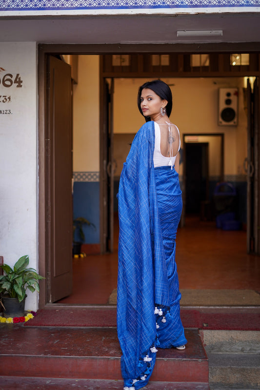 Blue Cotton Saree