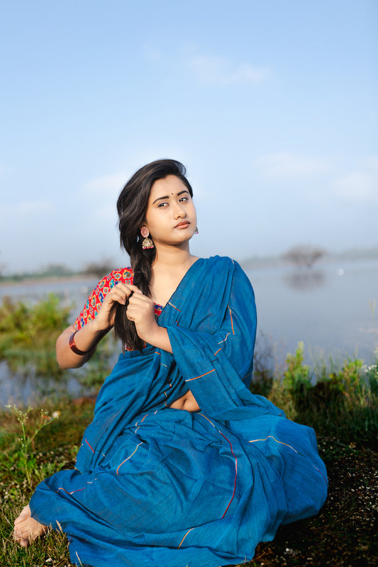 Blue Khesh Cotton Saree