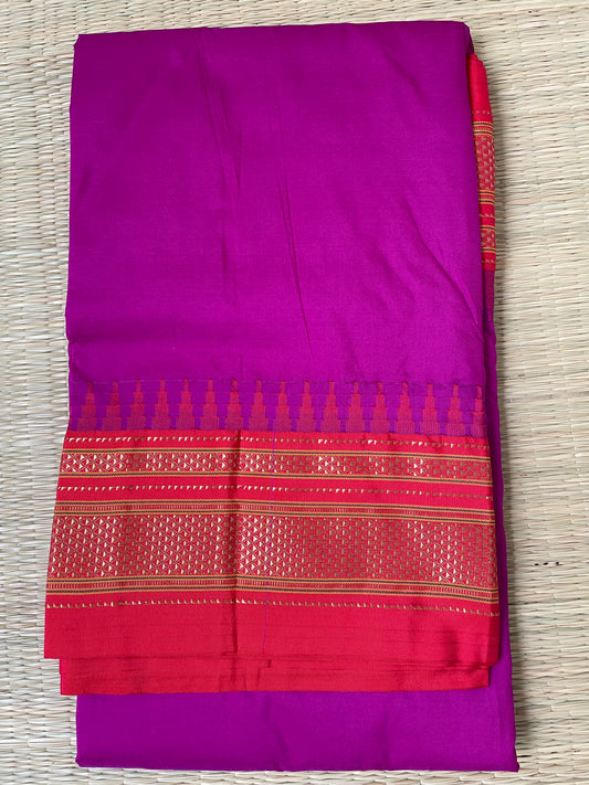 Pink Ilkal Semi Silk Saree