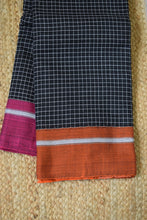 Load image into Gallery viewer, Black Pattada Anchu Cotton Saree with Pink &amp; Orange border
