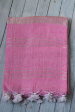 Load image into Gallery viewer, Baby Pink Linen Saree
