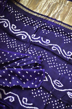 Load image into Gallery viewer, Berry Blue Modal Silk Bandhani Saree
