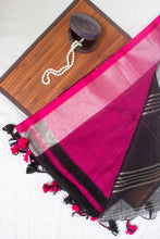 Load image into Gallery viewer, Black Linen Saree
