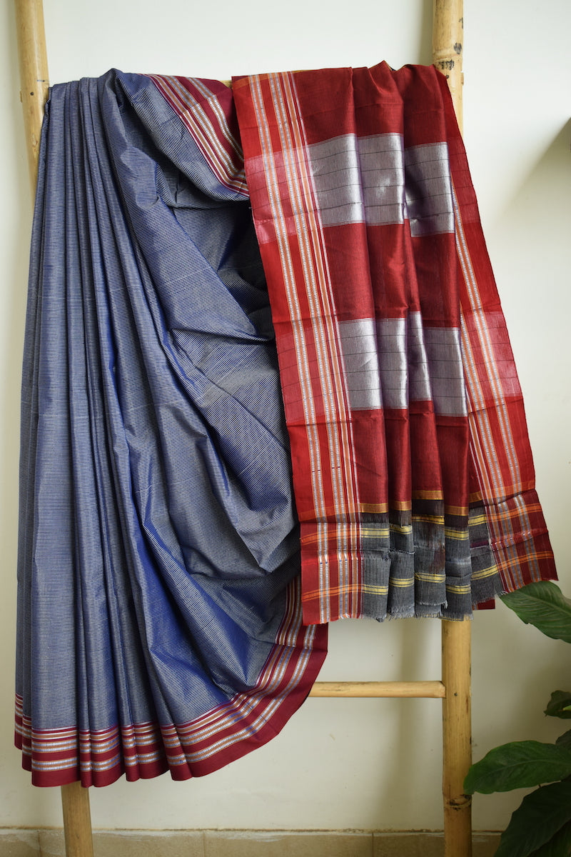 Blue Gomedadi Ilkal Cotton Saree