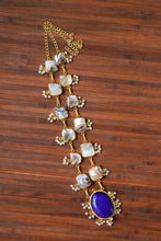 Load image into Gallery viewer, Seashell Jewelry Set with Blue Stone Pendant
