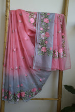 Load image into Gallery viewer, Blush Pink Semi Organza Embroidery Benarasi Saree
