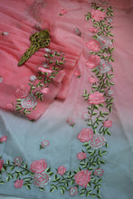 Load image into Gallery viewer, Blush Pink Semi Organza Embroidery Benarasi Saree
