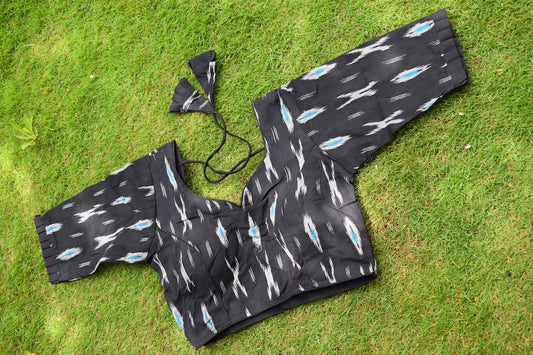 Black & White Ikkat Cotton Blouse