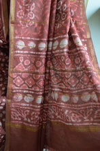 Load image into Gallery viewer, Brick Red Chanderi Cotton Silk Saree
