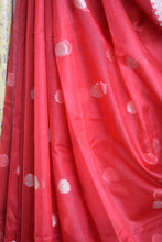 Load image into Gallery viewer, Bright Red Kora Organza Buti Benarasi Saree
