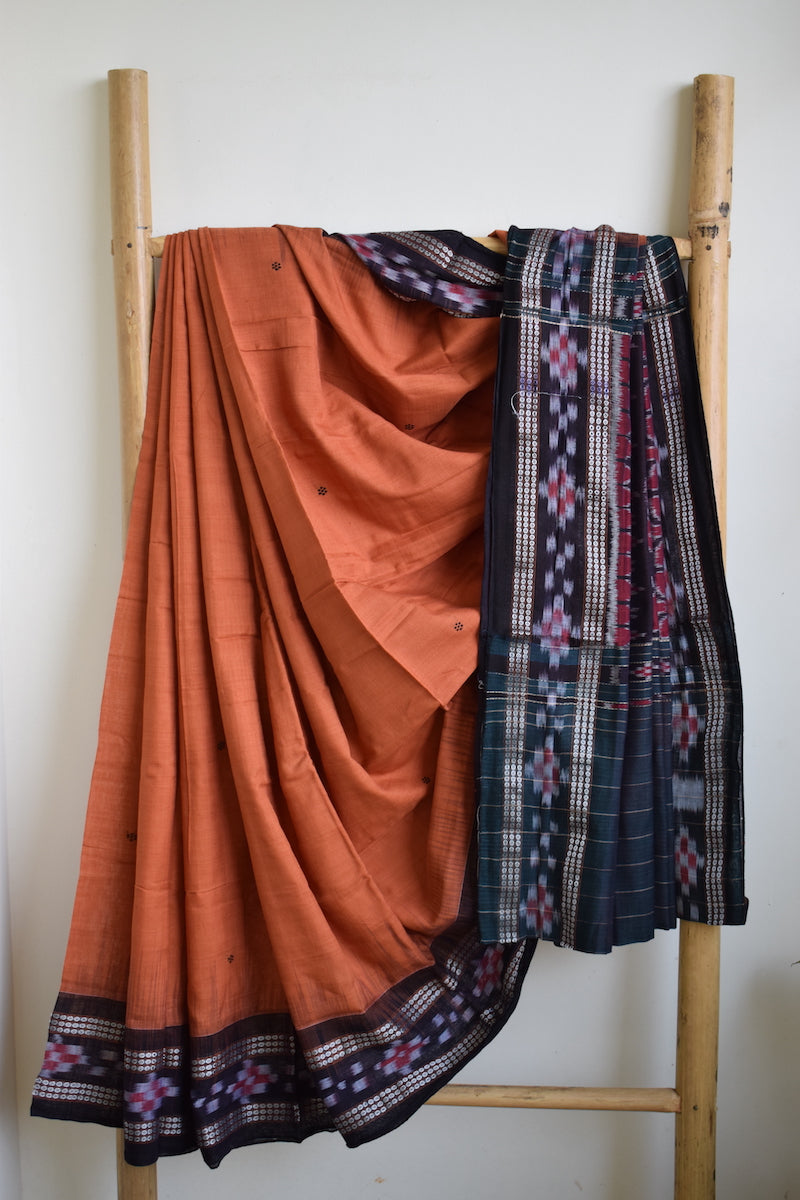 Brown Sambhalpuri Cotton Saree
