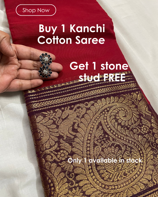 Sindhura - Buy Kanchi Cotton Saree & Get Stone Stud Free
