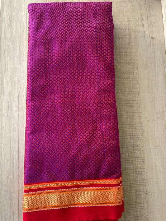 Blue & Red Dual Shade Khun Blouse Piece