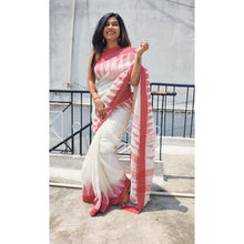 Load image into Gallery viewer, White Linen Jamdani Saree
