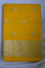 Load image into Gallery viewer, Canary Yellow Kora Organza Buti Benarasi Saree
