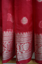 Load image into Gallery viewer, Cherry Red Kora Organza Buti Benarasi Saree
