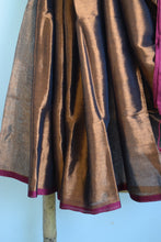 Load image into Gallery viewer, Chocolate Brown Tissue Cotton Saree
