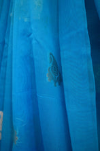 Load image into Gallery viewer, Copper Sulphate Blue Benarasi Soft Georgette Saree
