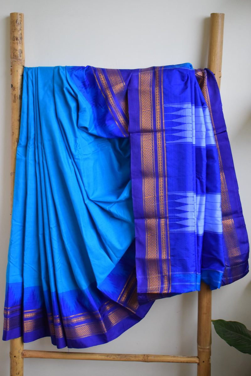 Blue Ilkal Blended Silk Saree