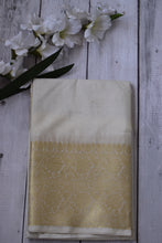 Load image into Gallery viewer, Cream Benarasi Katan Warm Silk Saree
