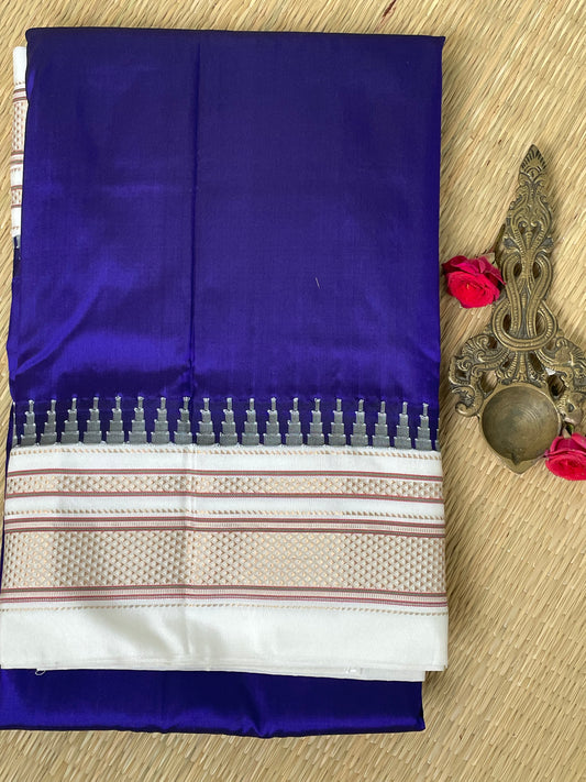 Navy Blue Ilkal Silk Saree