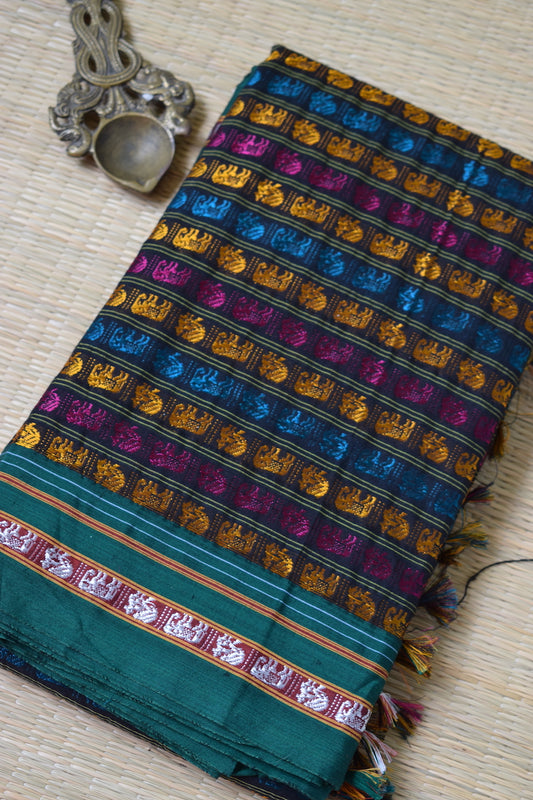 Multi Colour Hathi Mor Khun Saree