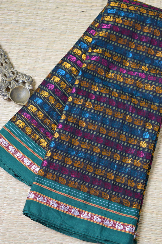 Multi Colour Hathi Mor Khun Saree