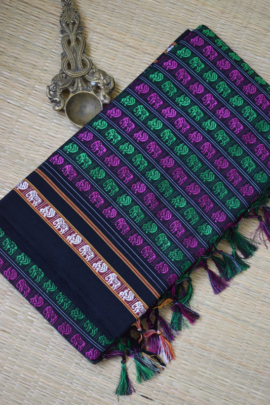 Multi Colour Hathi Mor Khun Saree