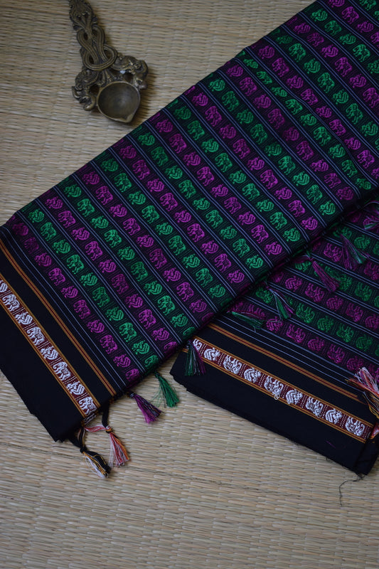 Multi Colour Hathi Mor Khun Saree