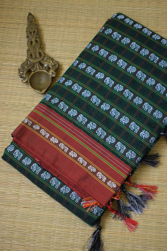 Green Hathi Mor Khun Saree